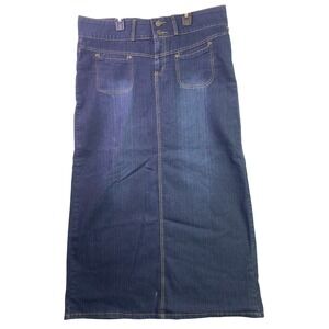 TOUGH CLUB Skirt Womens 13 Denim Maxi Teachercore Embroidered Y2K Distressed